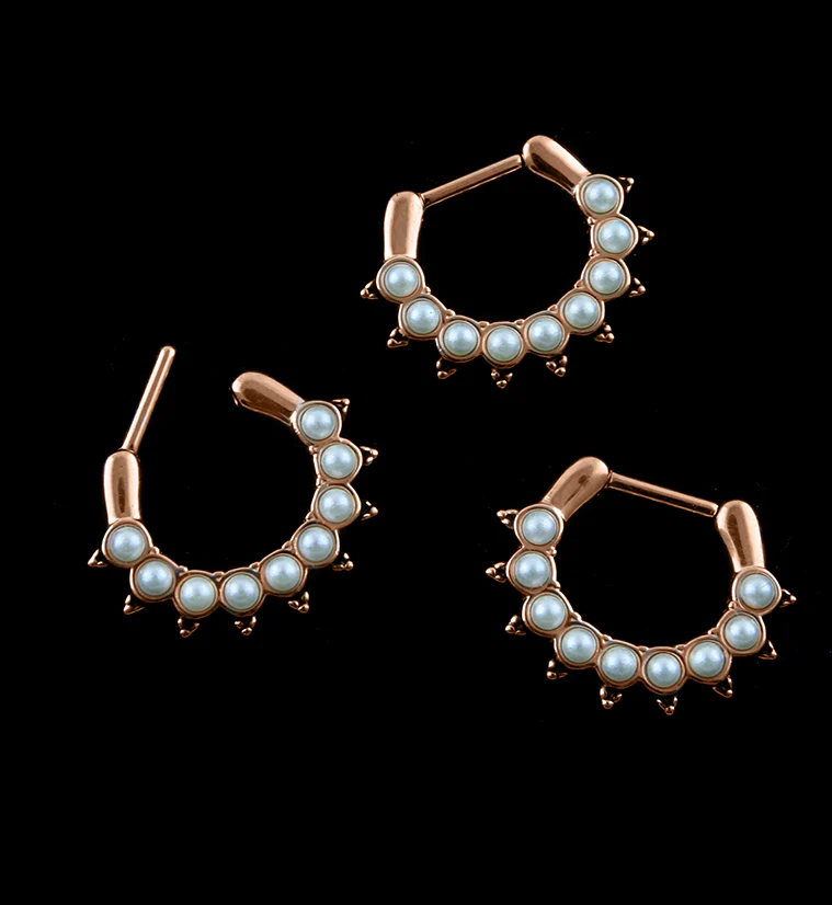 Pin Pearl Rose Gold PVD Septum Clicker