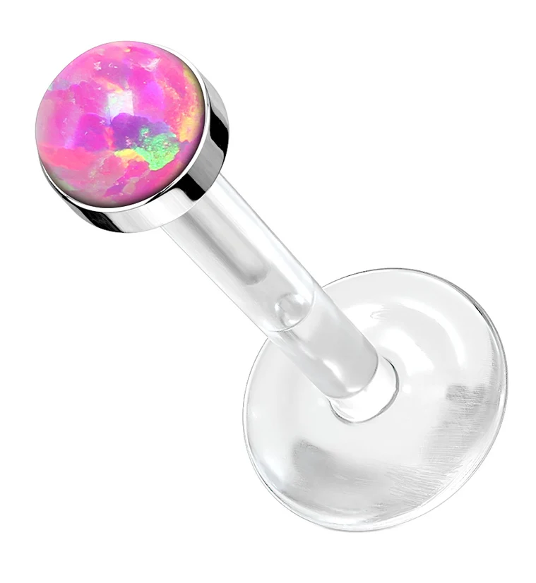 16G Pink Opal Bioflex Labret Post