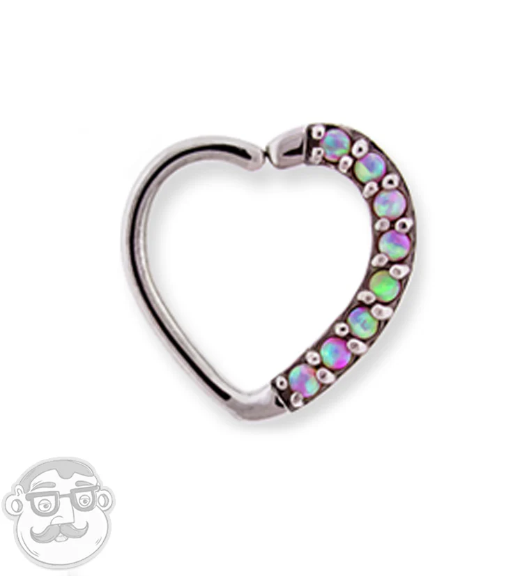 16G Pink Opalite Annealed Heart Daith - Cartilage Ring - Image 3