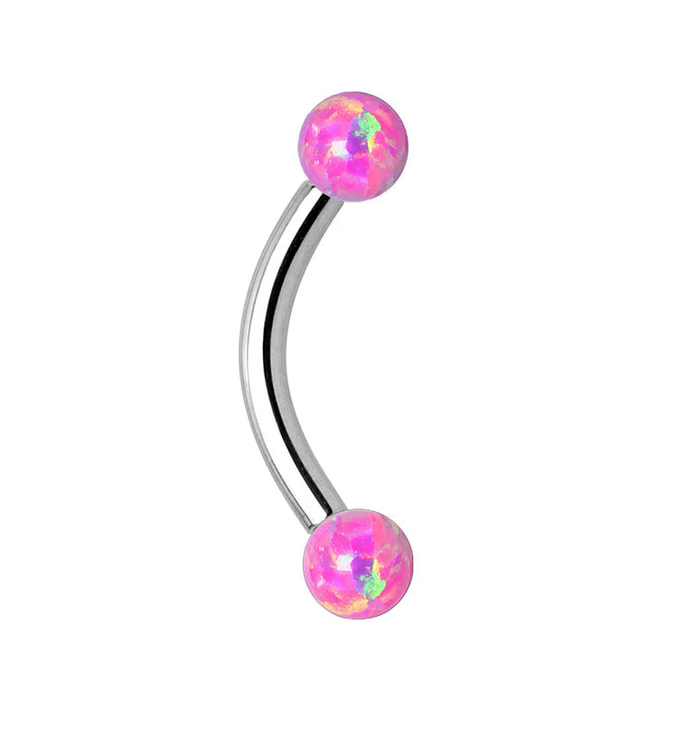 Pink Opalite Internally Threaded Curved Barbell - Image 3