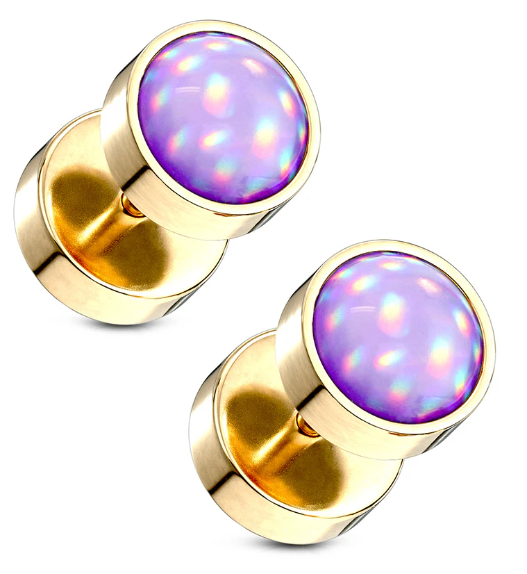 16G Purple Escent Gold PVD Stainless Steel Fake Plugs - Gauges