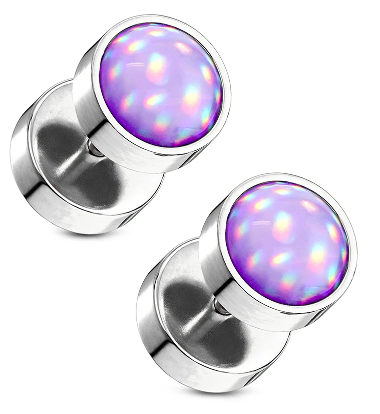 16G Purple Escent Stainless Steel Fake Plugs - Gauges