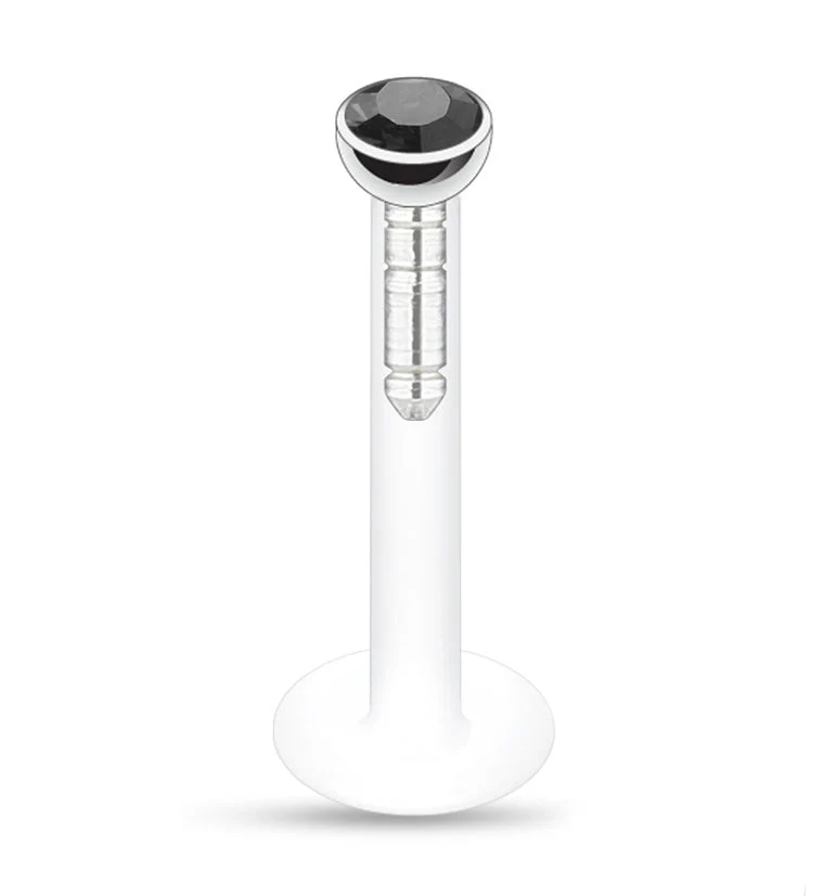16G Push Top Black CZ Labret