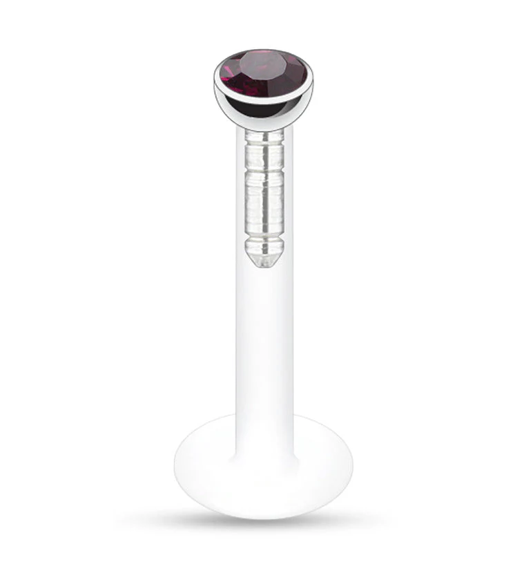 Push Top Purple CZ Labret