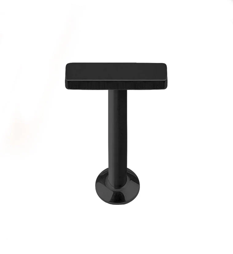 16G PVD Black Small Bar Internally Threaded Flat Back Steel Post