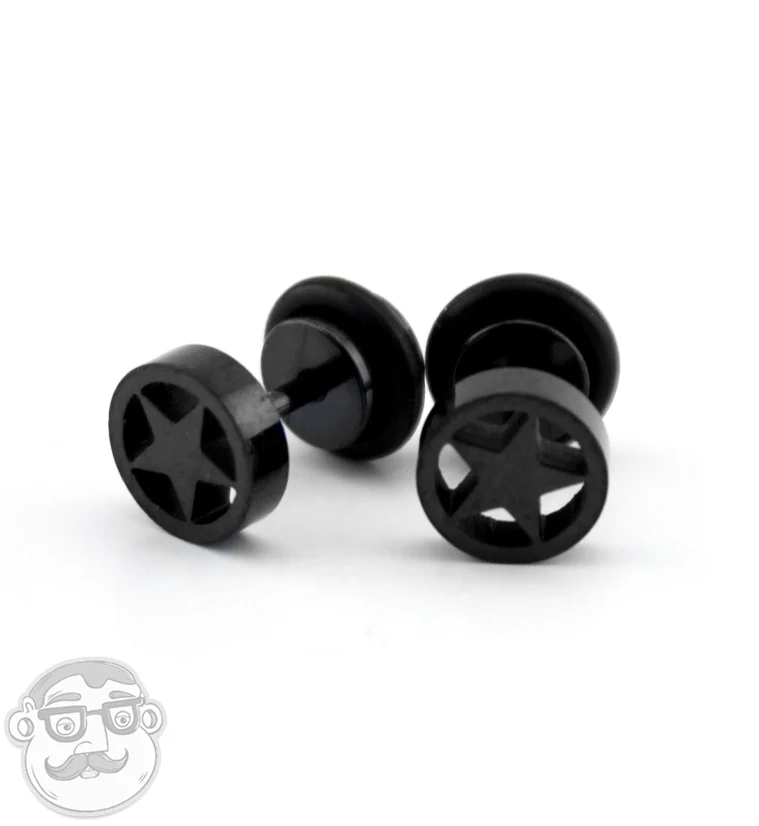 16G Black PVD Star Fake Gauges - Plugs - Image 2