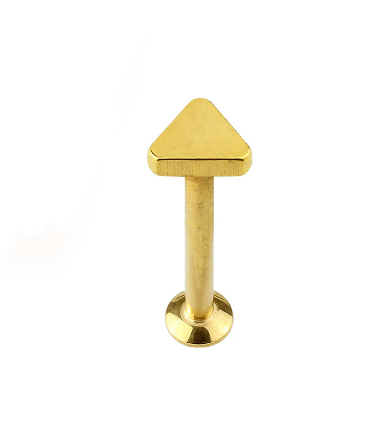 16G PVD Gold Triangle Top Internally Threaded Flat Back Steel Post