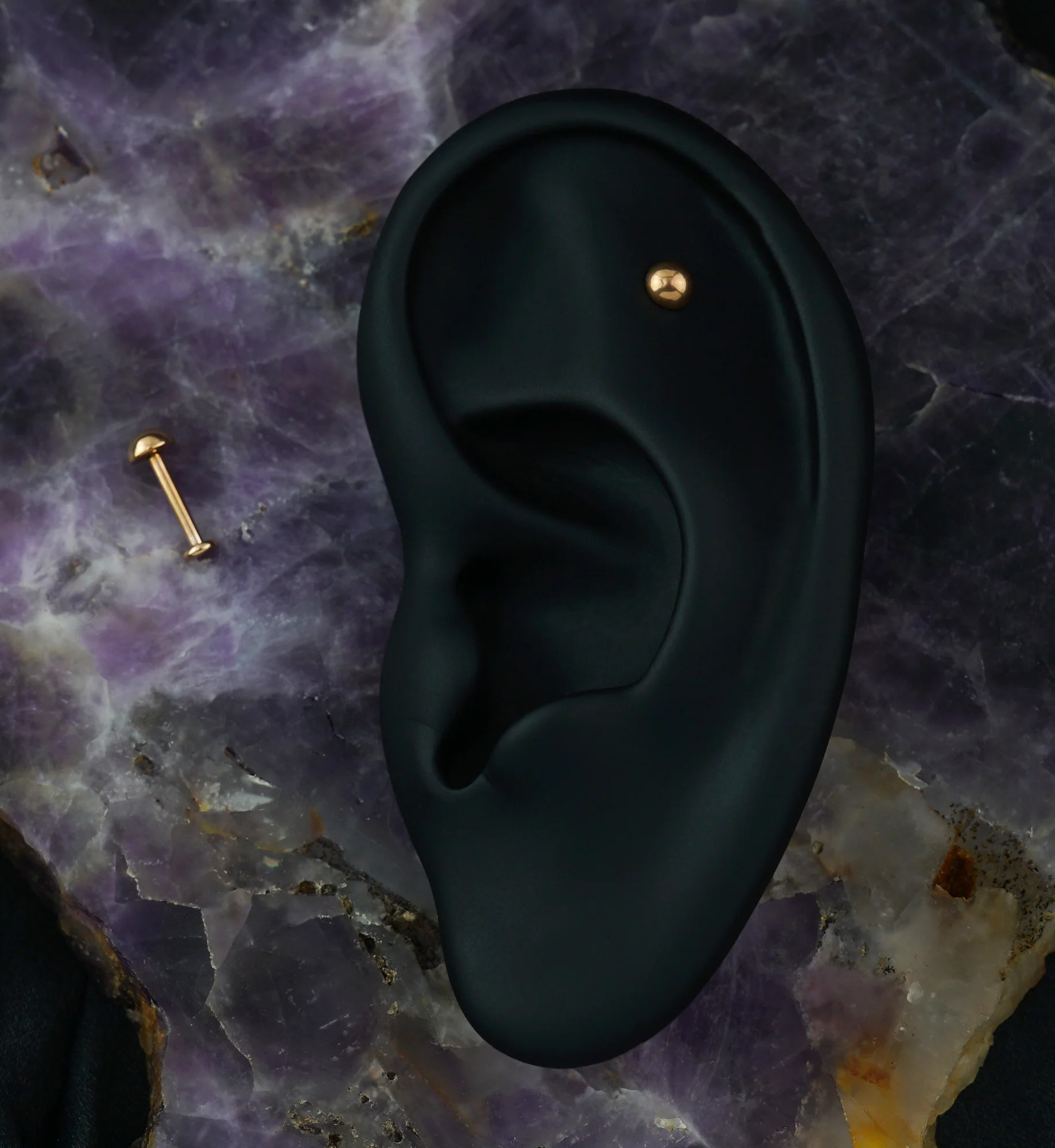 Rose Gold PVD Dome Top Titanium Labret - Image 2