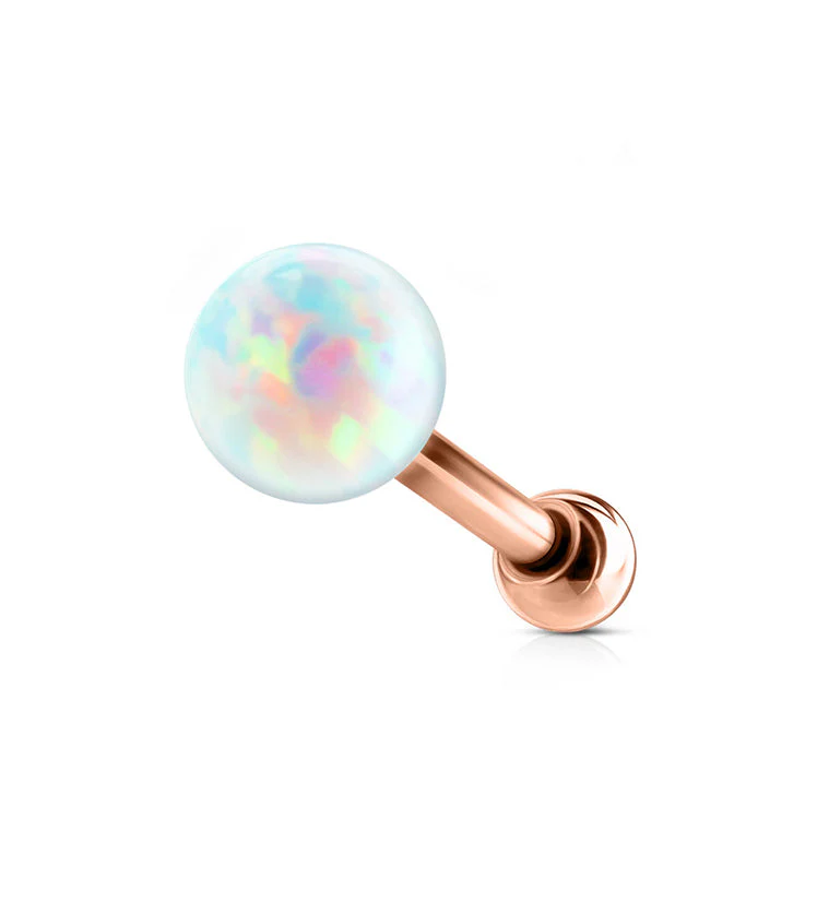 16G Rose Gold Opalite Tragus - Cartilage Barbell