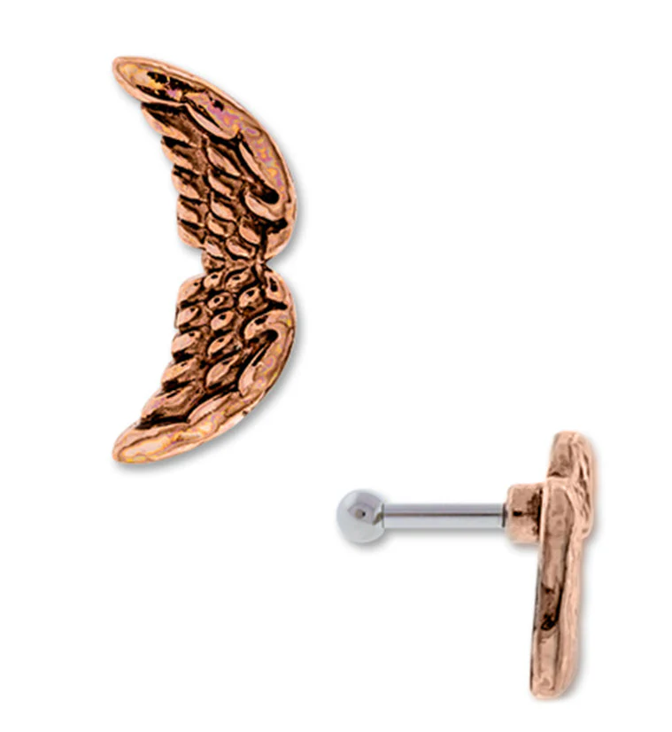 16G Rose Gold PVD Angel Wing Tragus - Cartilage Barbell