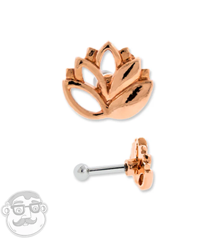 16G Rose Gold PVD Lotus Flower Tragus - Cartilage Barbell
