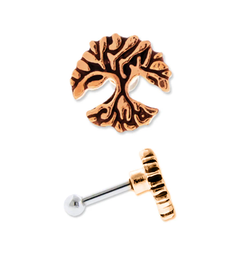 16G Rose Gold PVD Tree of Life Tragus - Cartilage Barbell