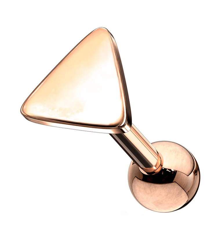 16G Solid Rose Gold PVD Triangle Cartilage Barbell