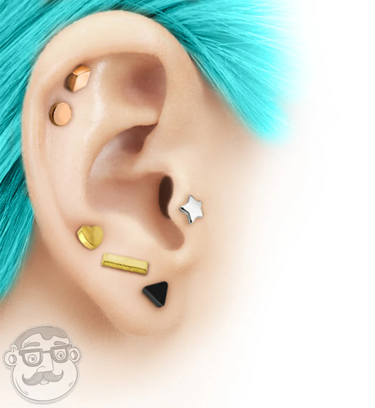 16G Small Bar Internally Threaded Flat Back Steel Post - Image 2