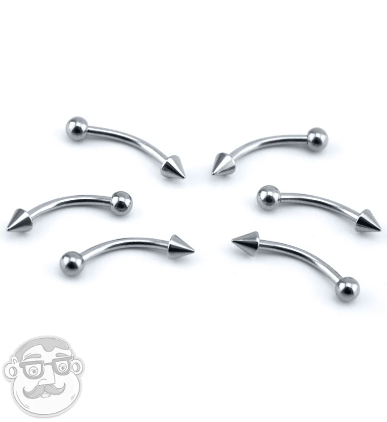 16G Spike & Ball Stainless Steel Curved Barbell