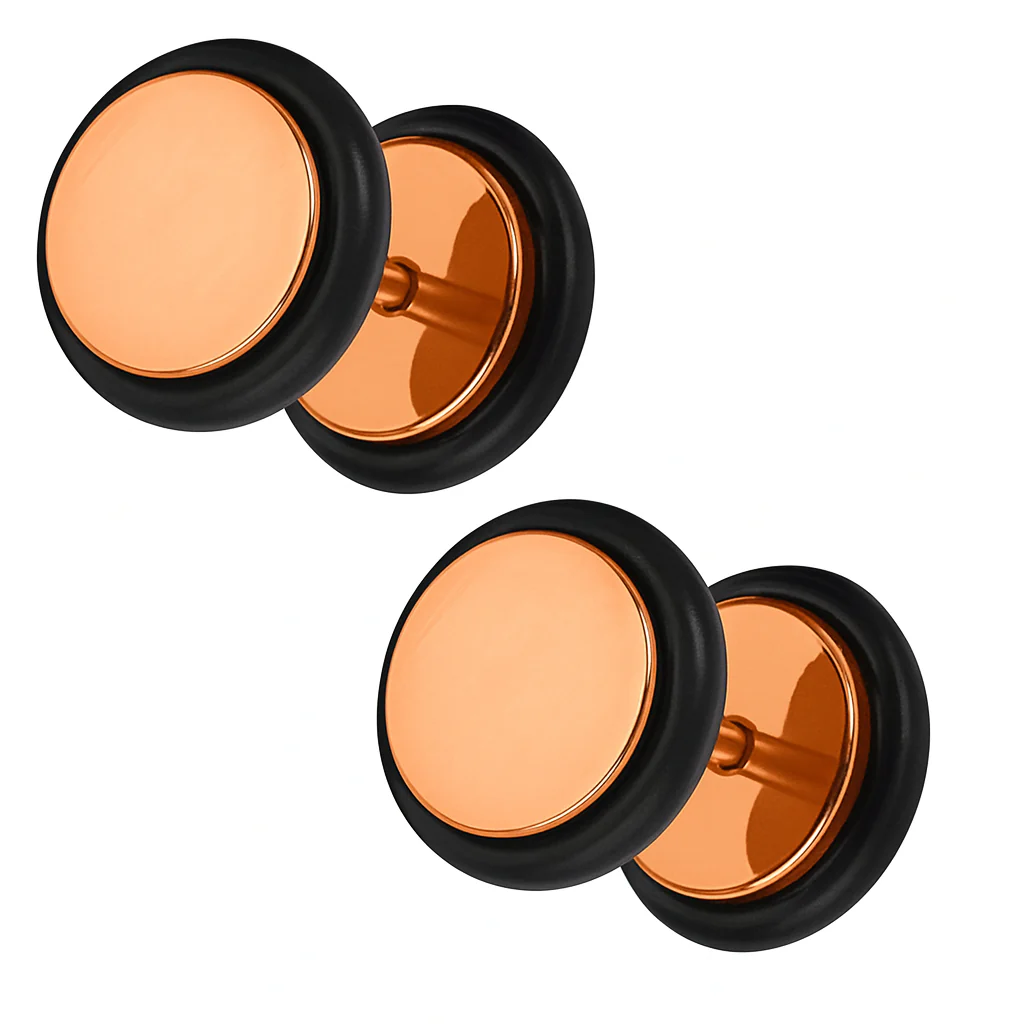 Rose Gold Anodized Stainless Steel Fake Plugs