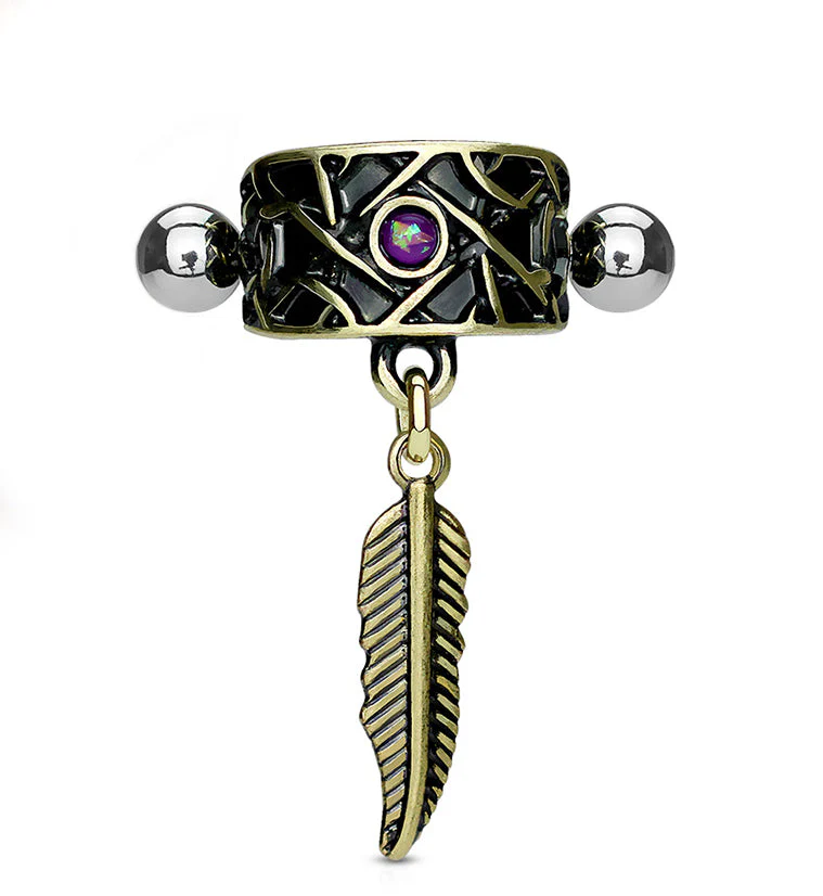 16G Tribal Feather Helix - Cartilage Barbell