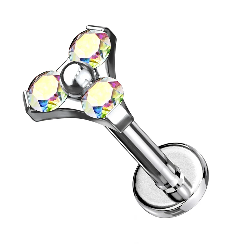 16G Triple Rainbow Aurora CZ Labret