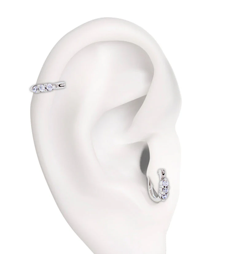 16G Triple Rainbow Aurora CZ Tragus Clicker - Image 2
