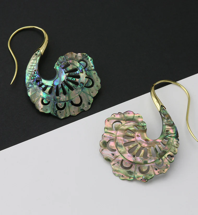 18G Aigrette Brass Abalone Hangers / Earrings - Image 2