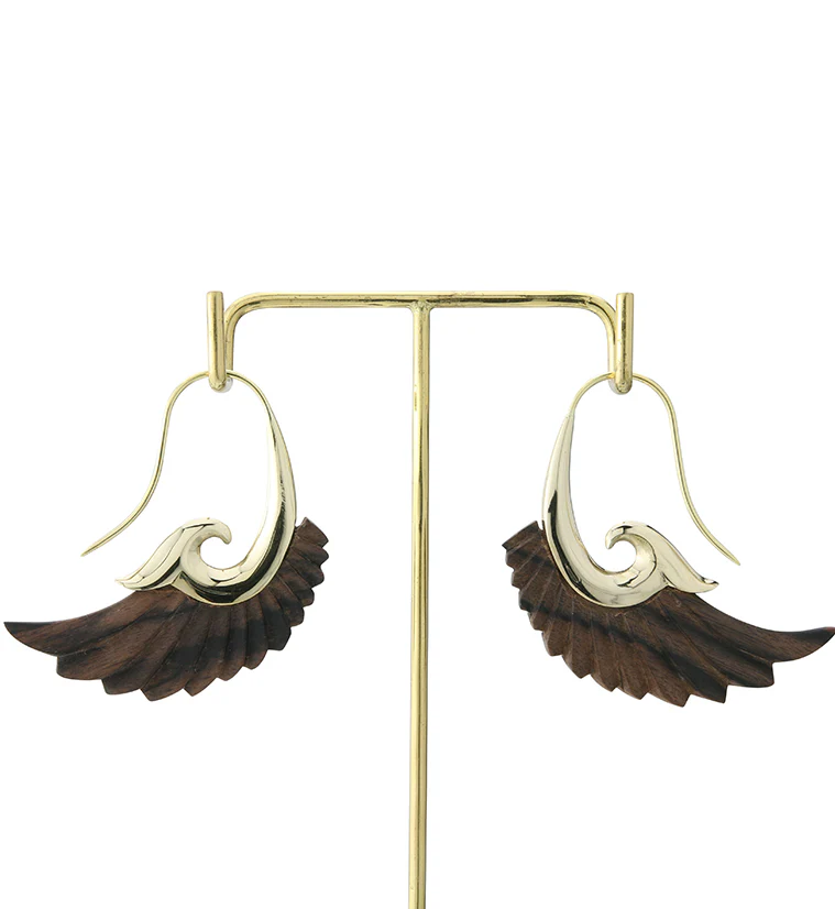 18G Aileron Brass Areng Wood Hangers / Earrings - Image 4