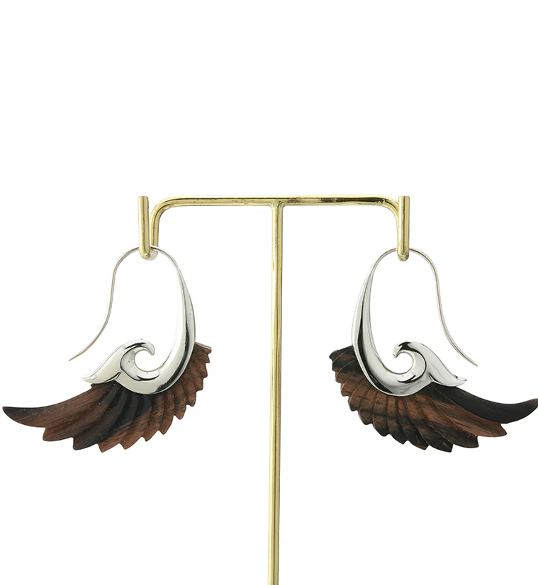 18G Aileron White Brass Areng Wood Hangers / Earrings - Image 4