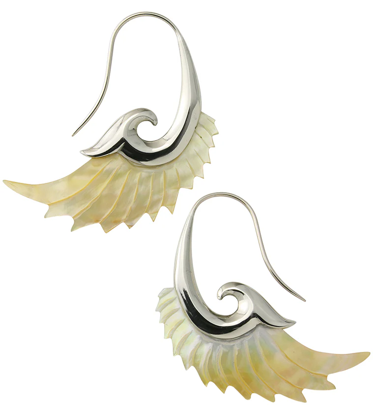 18G Aileron White Brass MOP Hangers / Earrings - Image 2