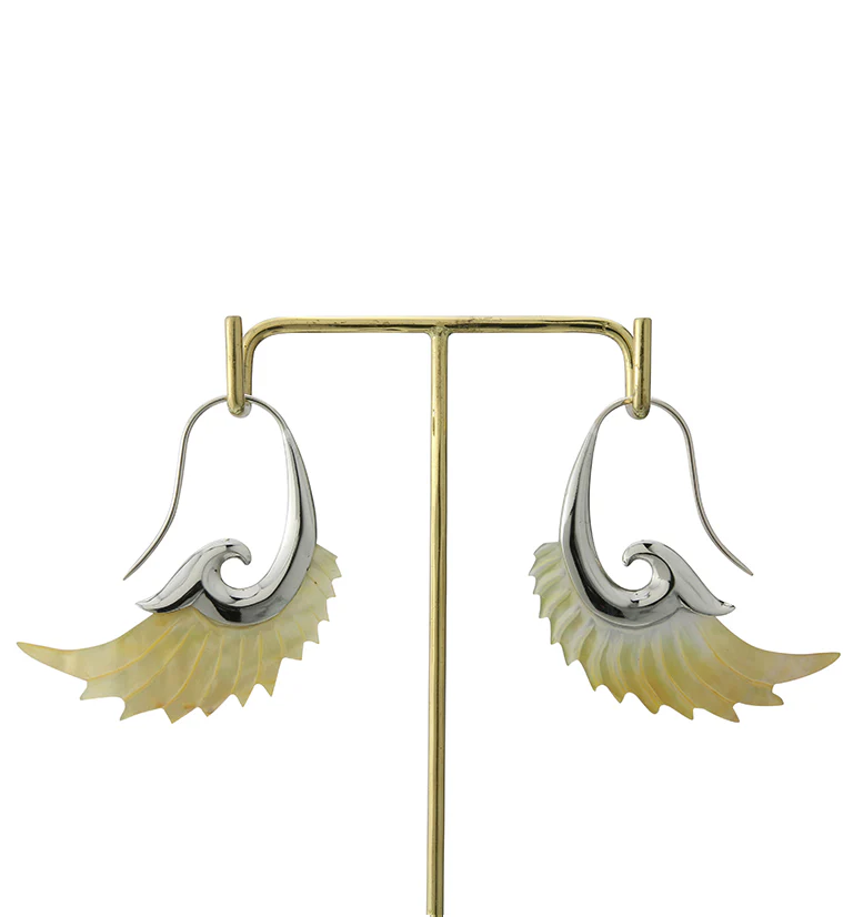 18G Aileron White Brass MOP Hangers / Earrings - Image 4