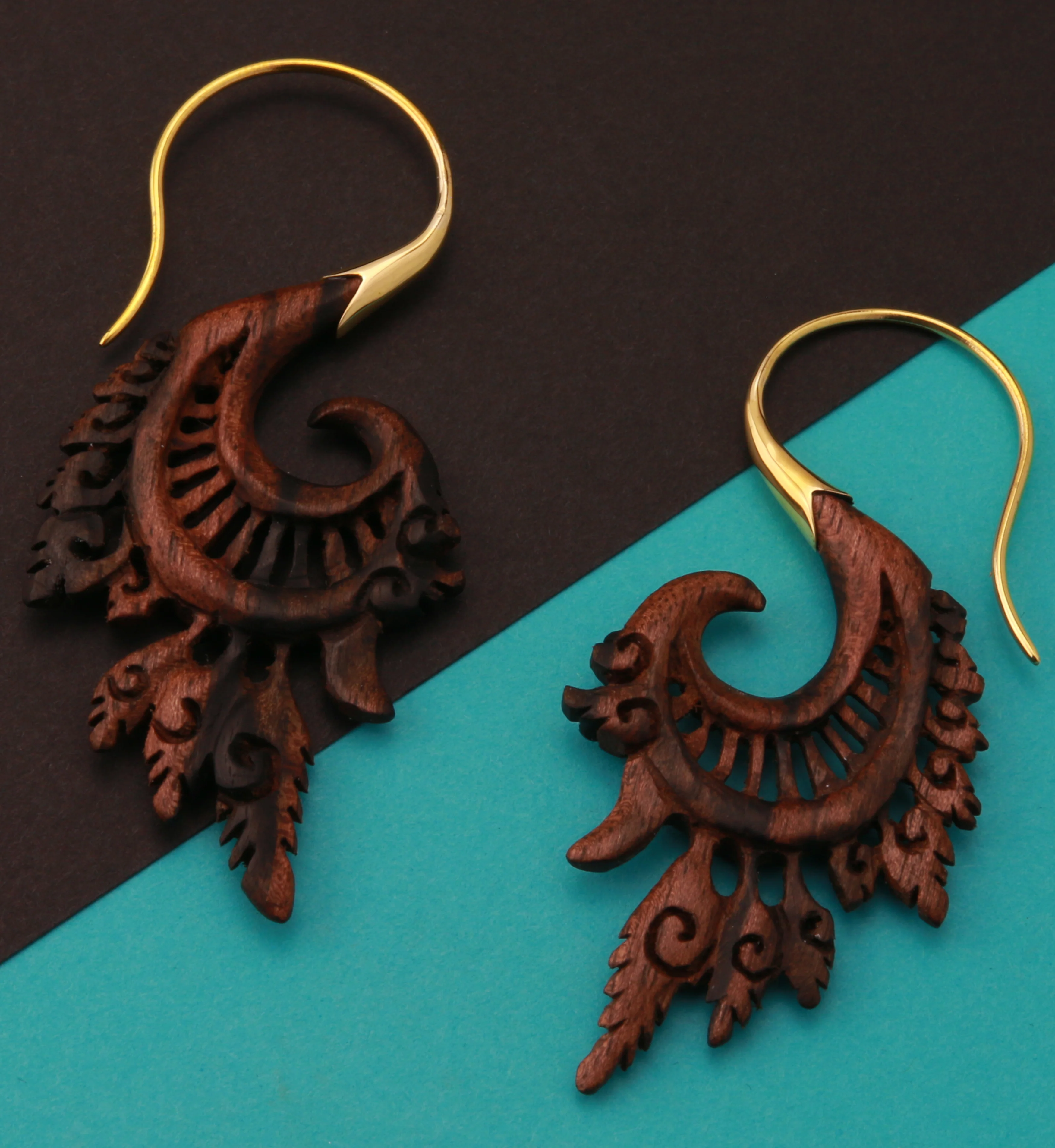18G Alary Brass Areng Wood Hangers / Earrings - Image 2
