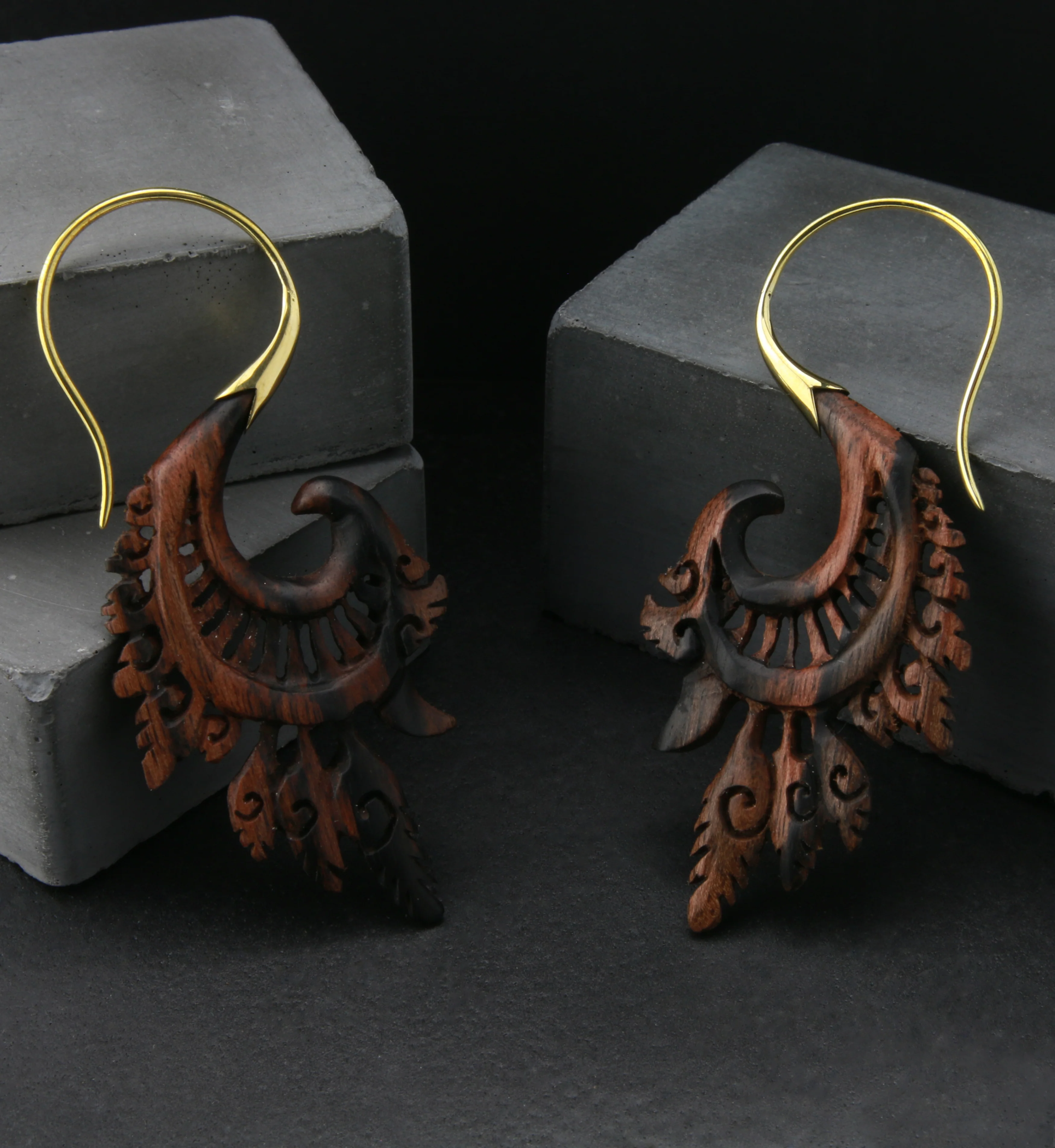 18G Alary Brass Areng Wood Hangers / Earrings - Image 4