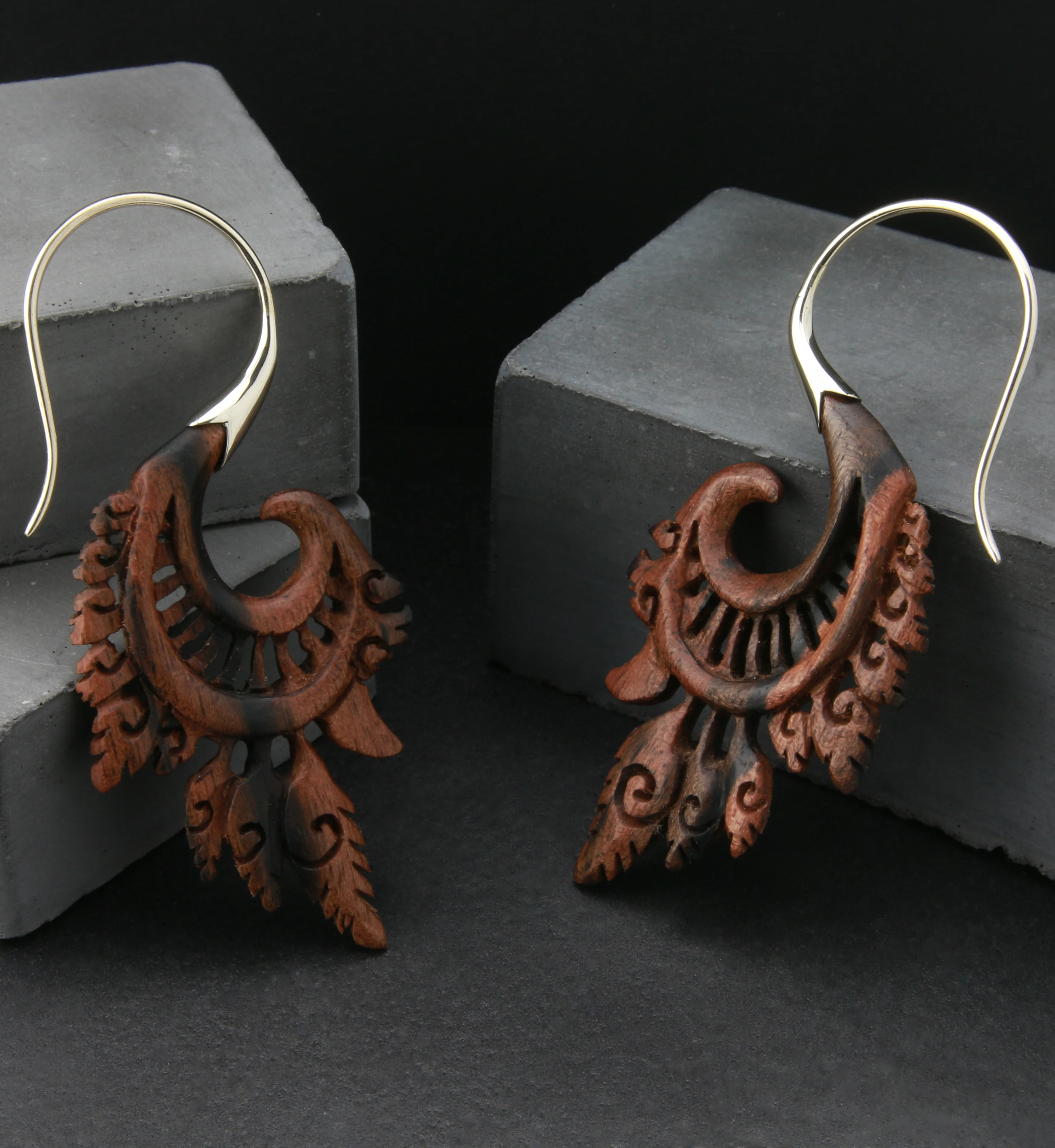 18G Alary White Brass Areng Wood Hangers / Earrings - Image 4