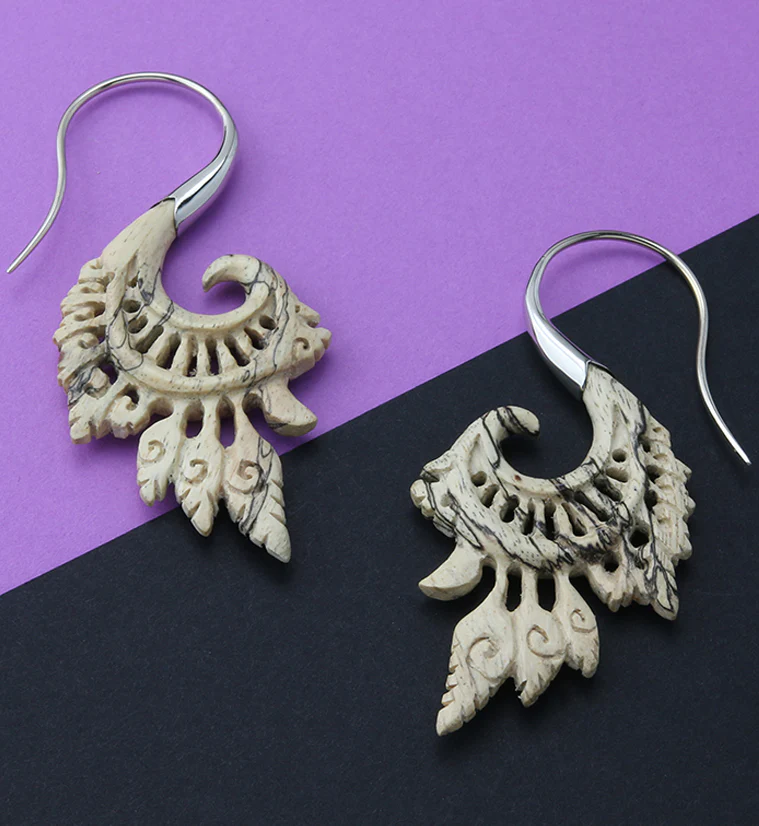 18G Alary White Brass Tamarind Wood Hangers / Earrings - Image 2