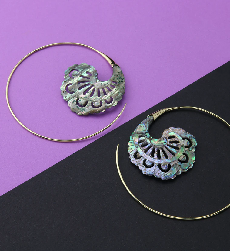18G Baroque Brass Abalone Hangers / Earrings - Image 2