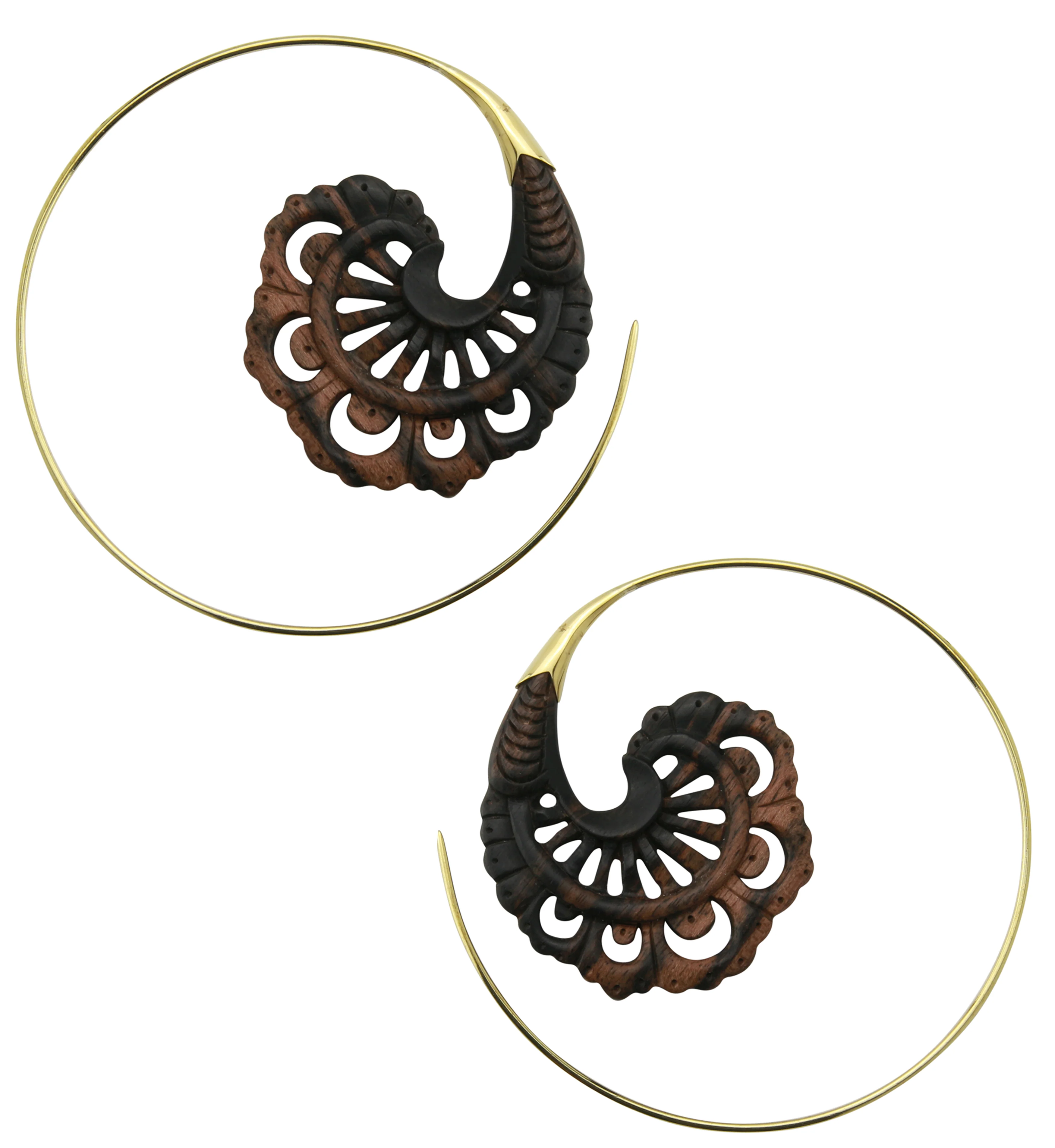 18G Baroque Brass Areng Wood Hangers / Earrings - Image 3