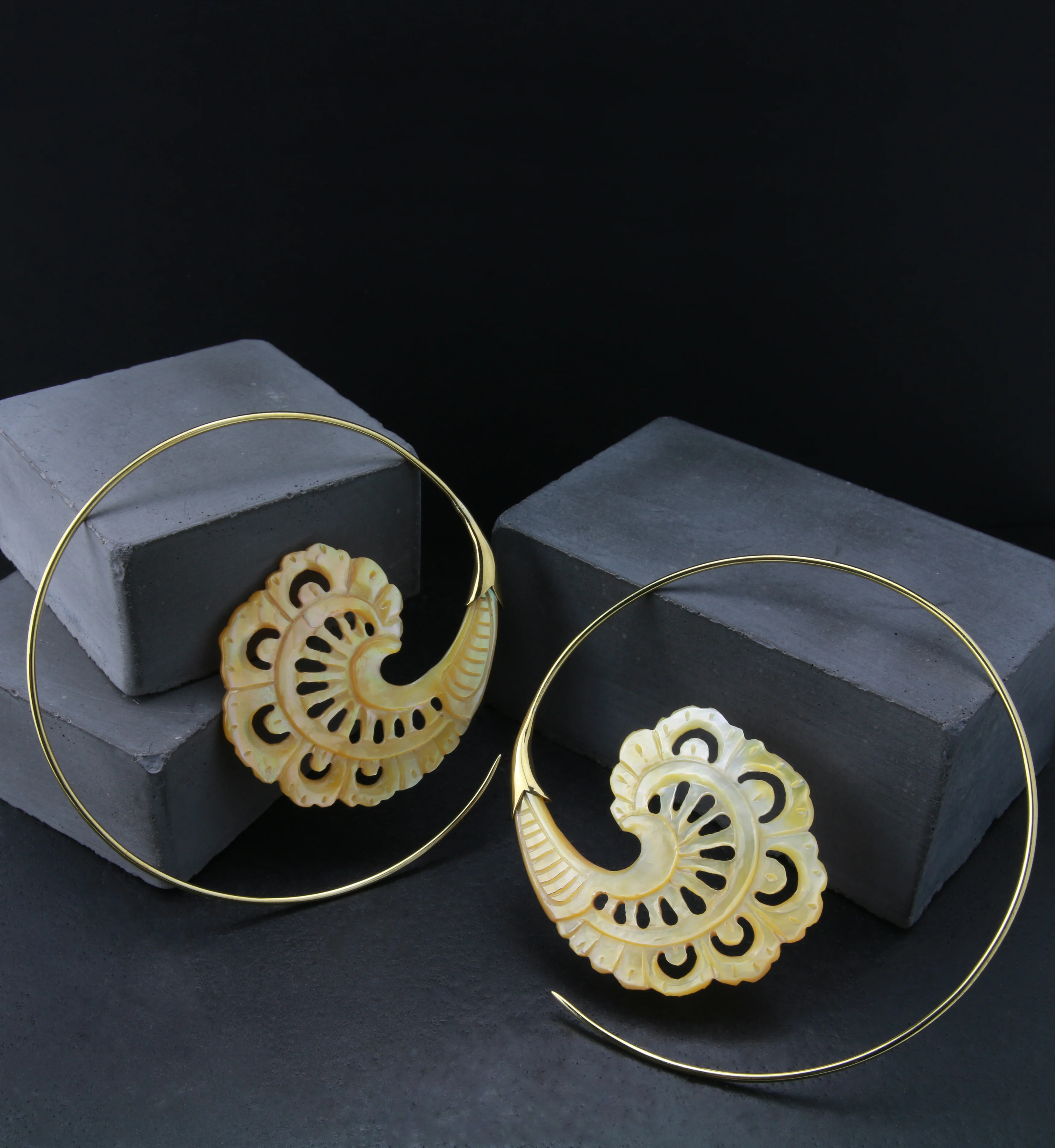 18G Baroque Brass MOP Hangers / Earrings - Image 4