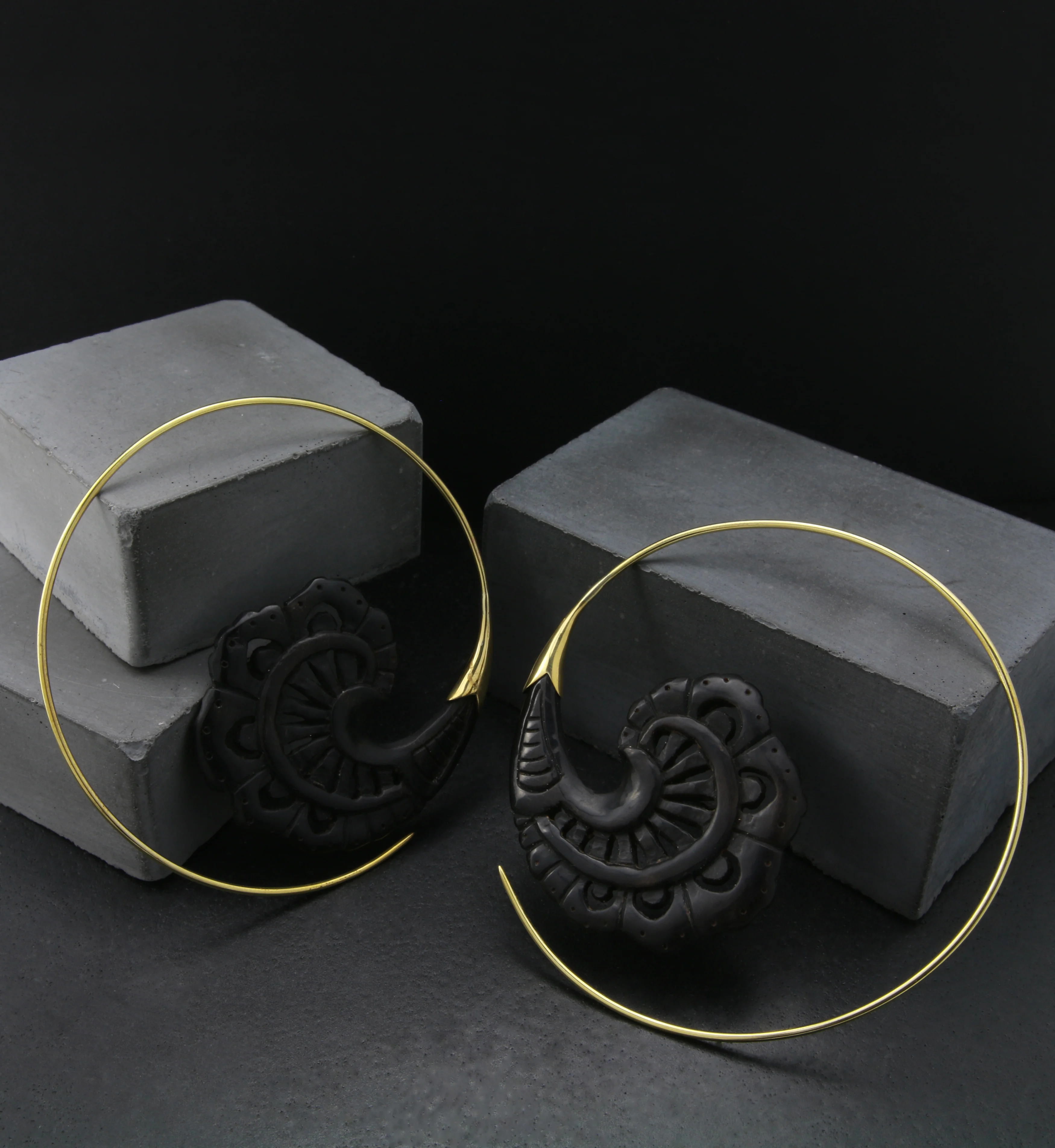 18G Baroque Horn Brass Hangers / Earrings - Image 2