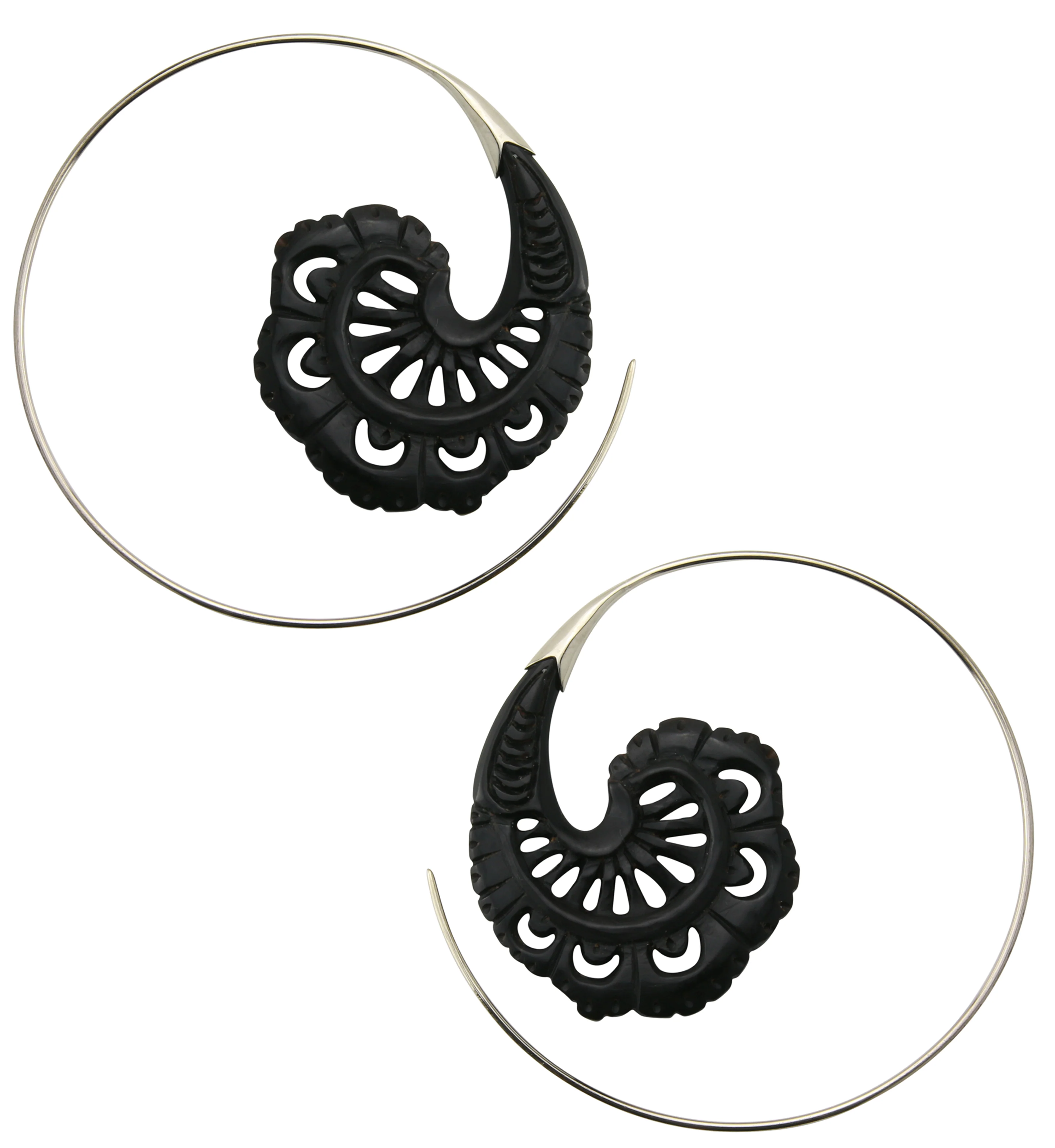 18G Baroque Horn White Brass Hangers / Earrings - Image 3