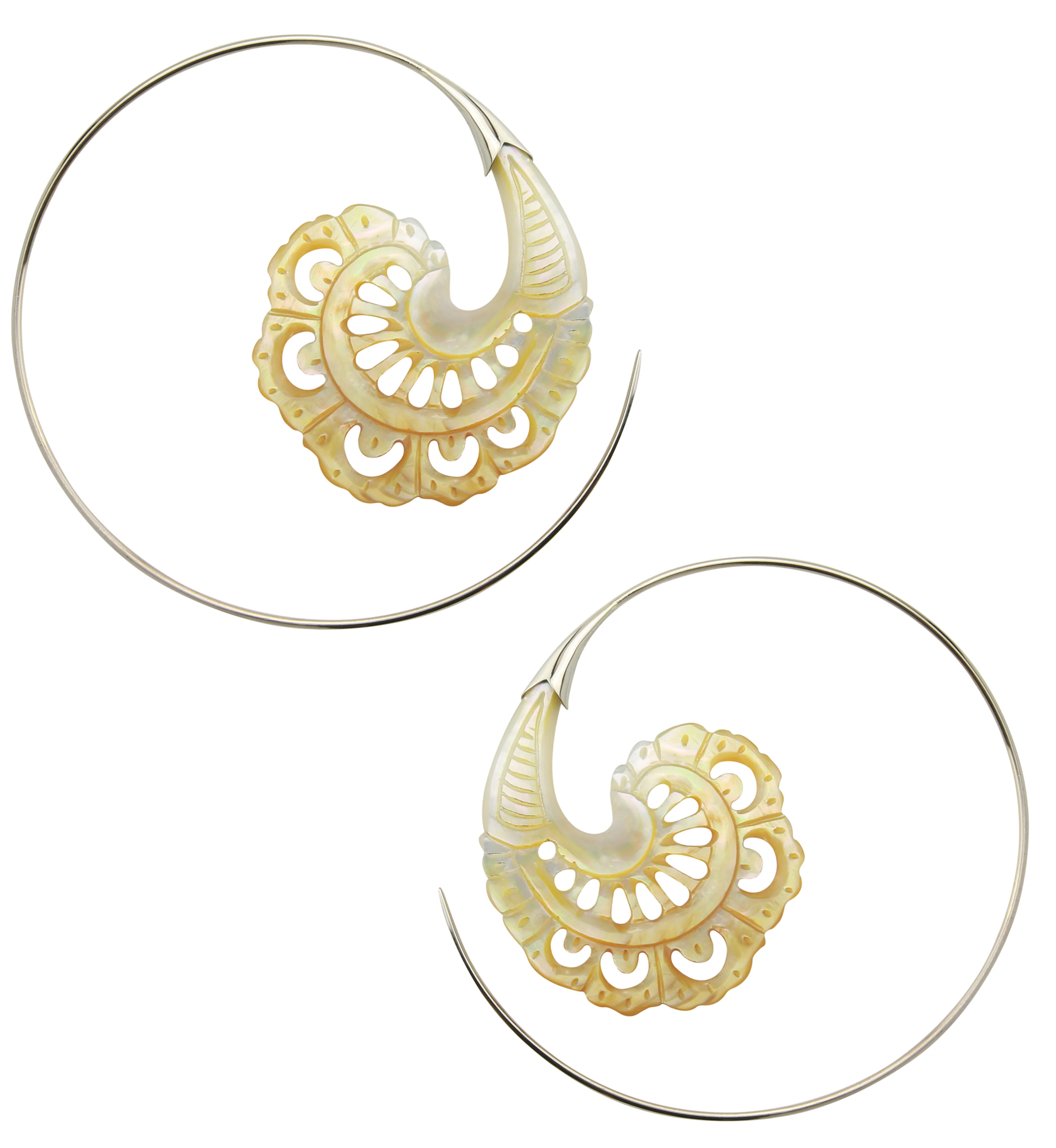 18G Baroque White Brass MOP Hangers / Earrings - Image 3