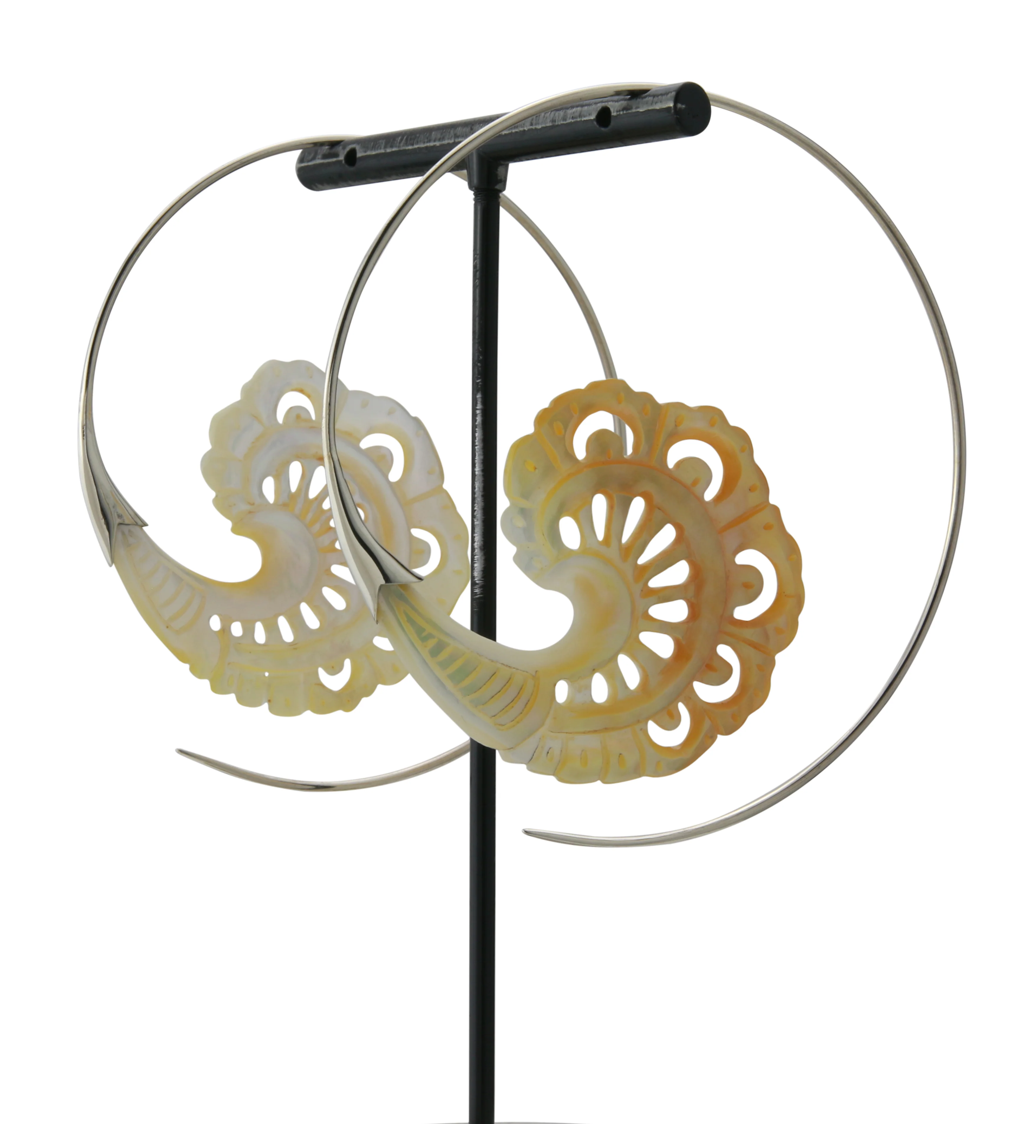 18G Baroque White Brass MOP Hangers / Earrings - Image 5