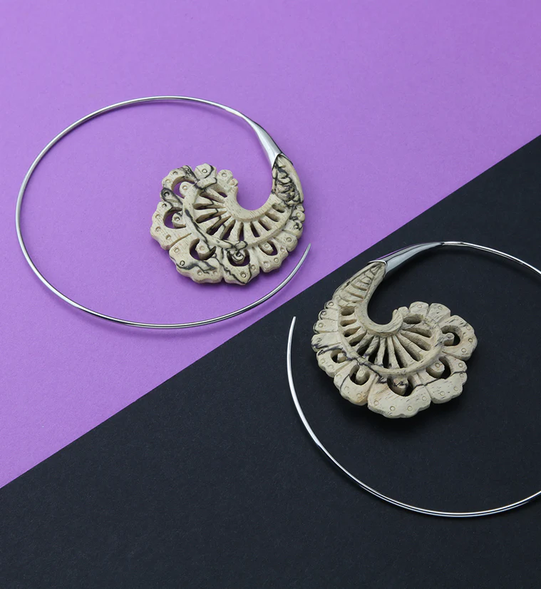 18G Baroque White Brass Tamarind Wood Hangers / Earrings - Image 2