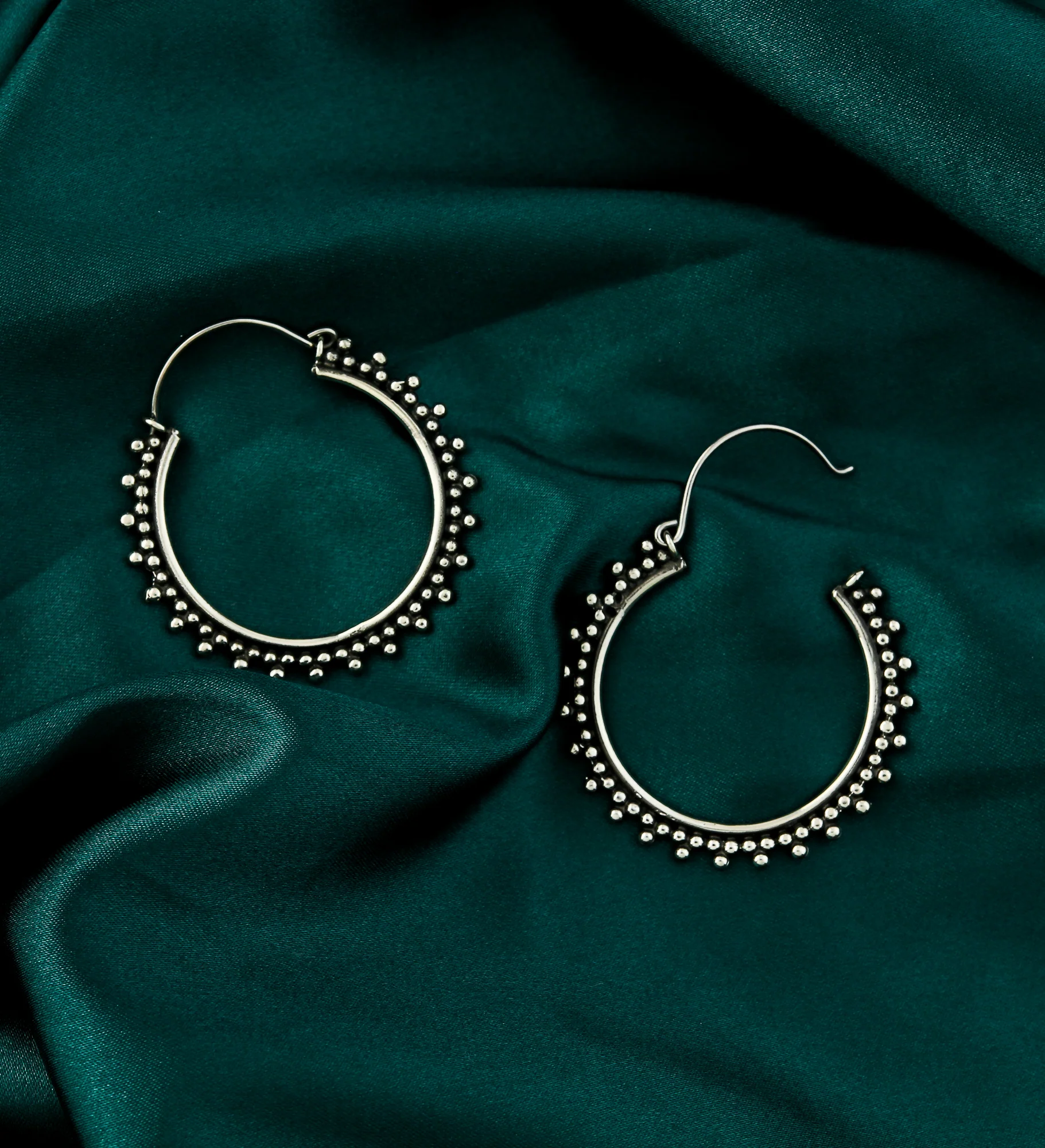 18G Beaded White Brass Hangers - Earrings - Image 2