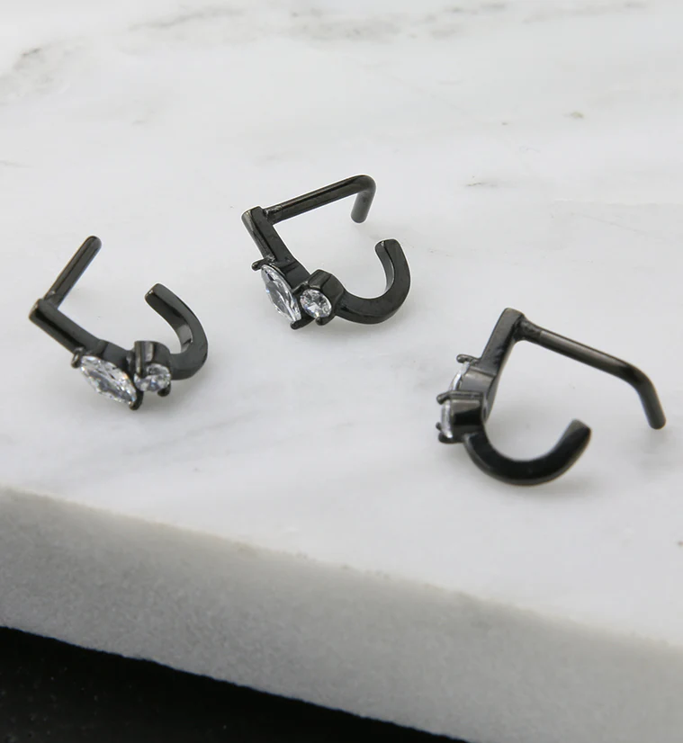 18G Black PVD Empress CZ Nose Curve - Image 2