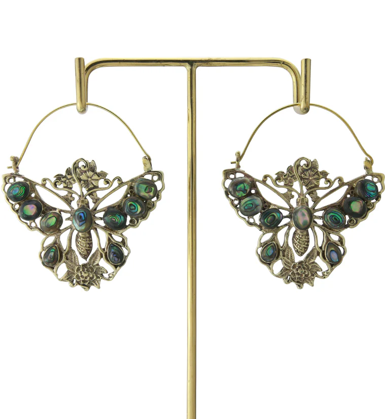 18G Butterfly Abalone Brass Hangers / Earrings - Image 2