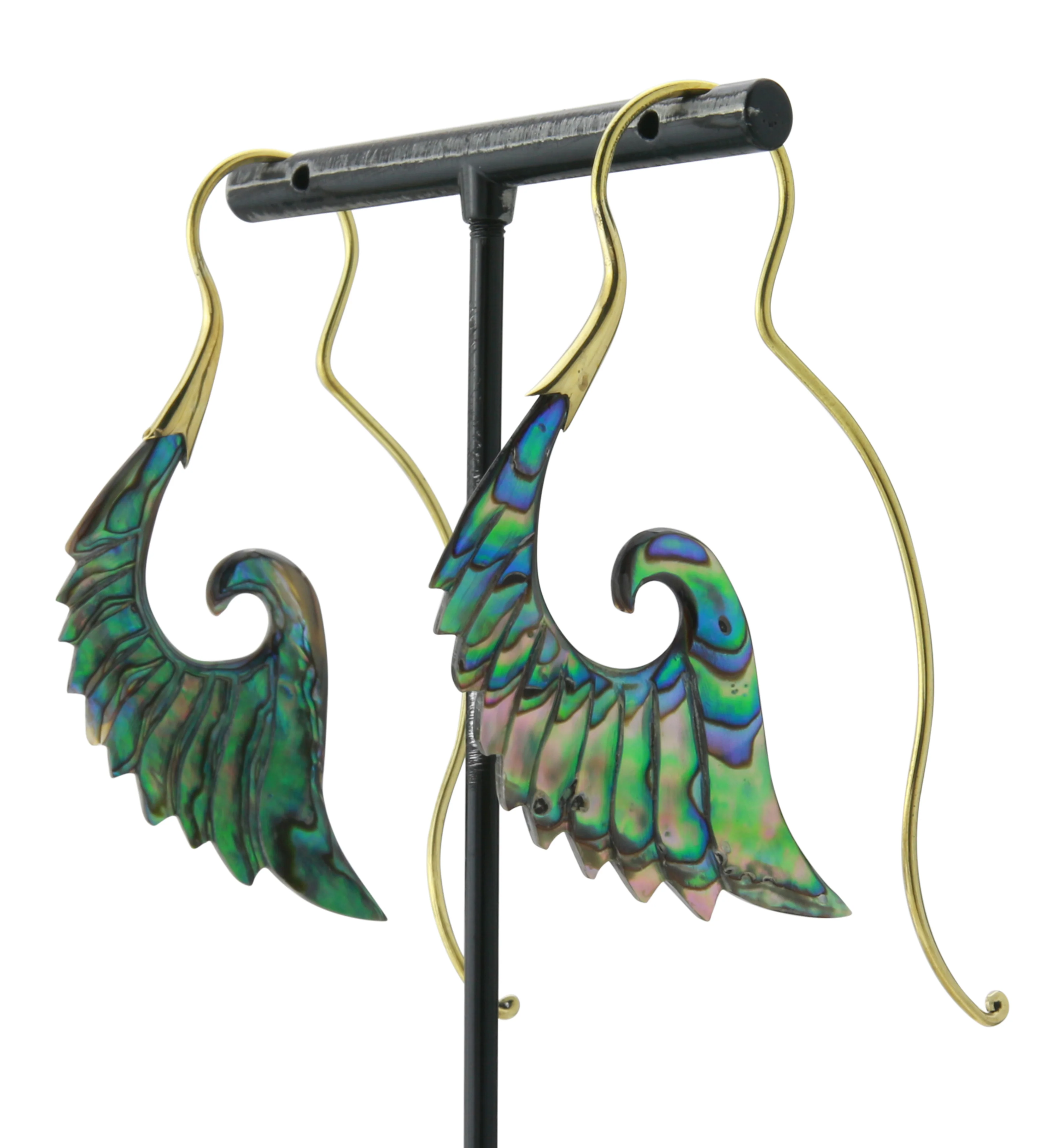 18G Cherub Wing Brass Abalone Hangers / Earrings - Image 5