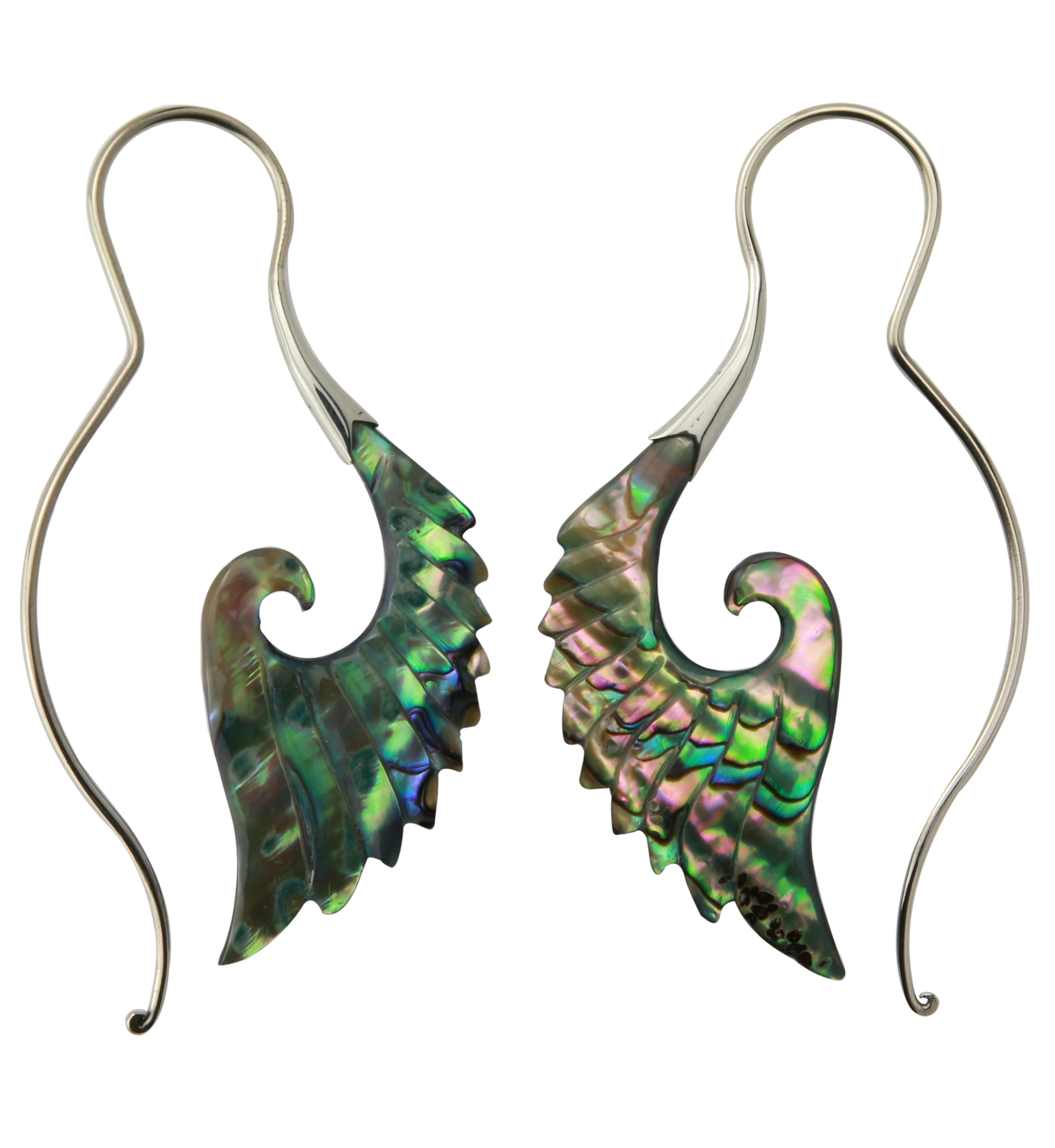 18G Cherub Wing White Brass Abalone Hangers / Earrings - Image 3