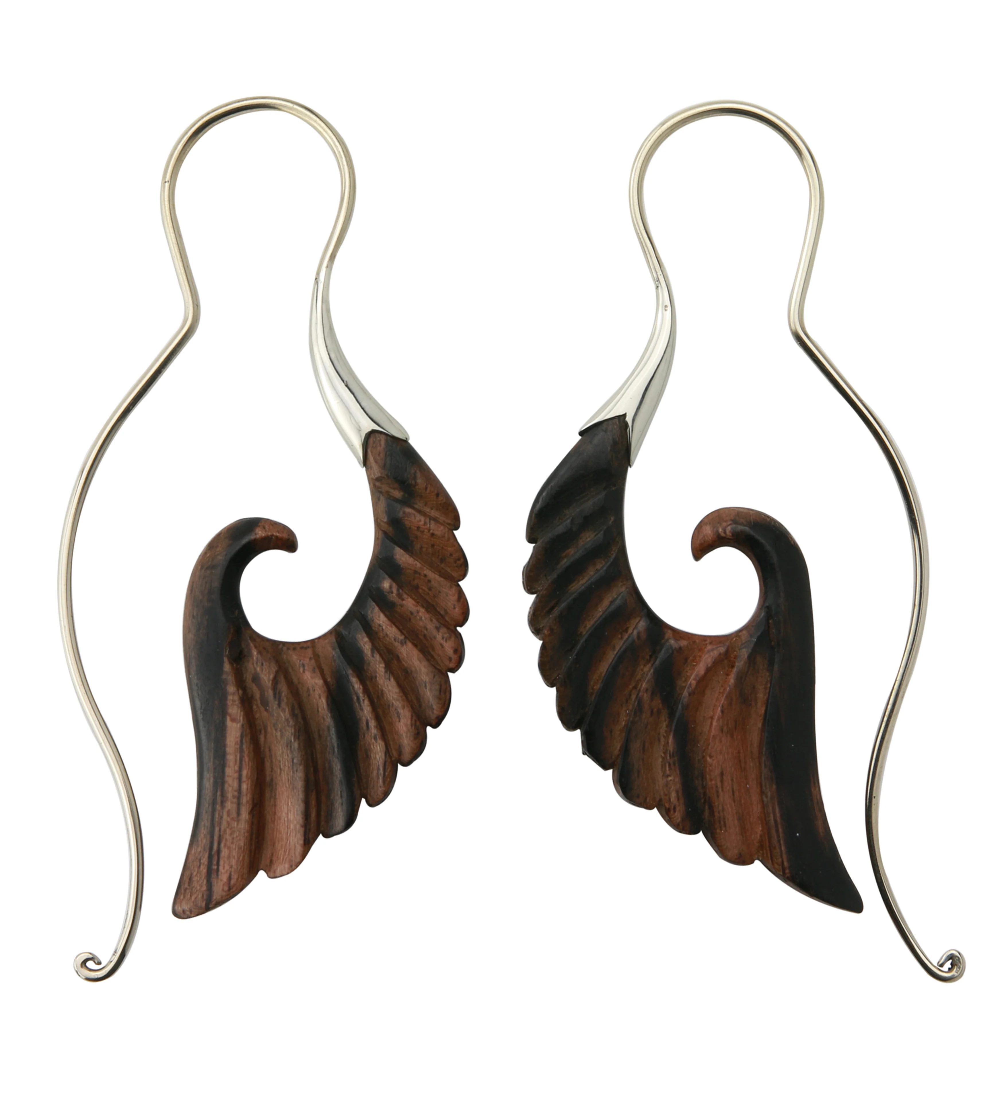 18G Cherub Wing White Brass Areng Wood Hangers / Earrings - Image 3