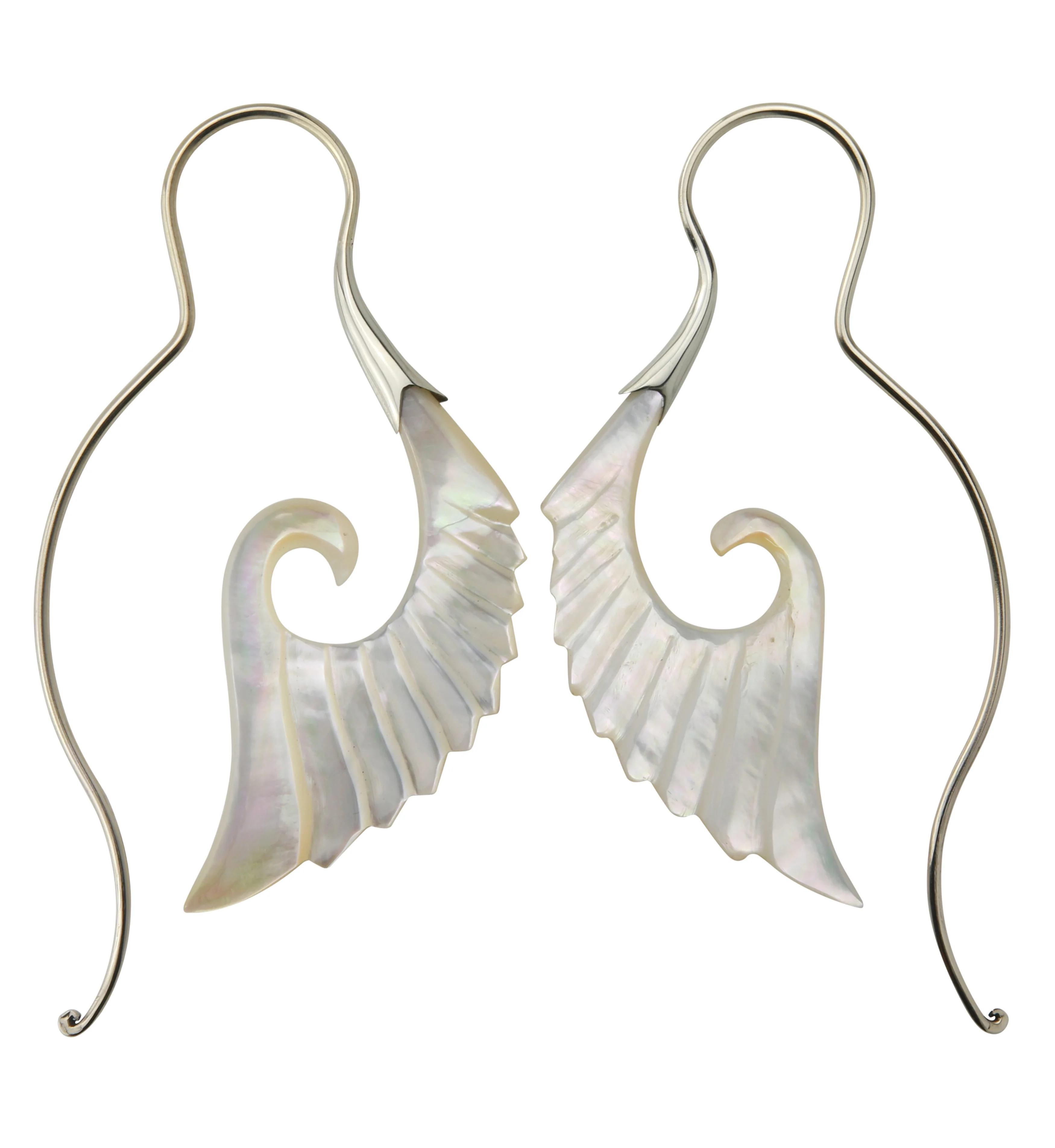 18G Cherub Wing White Brass MOP Hangers / Earrings - Image 3
