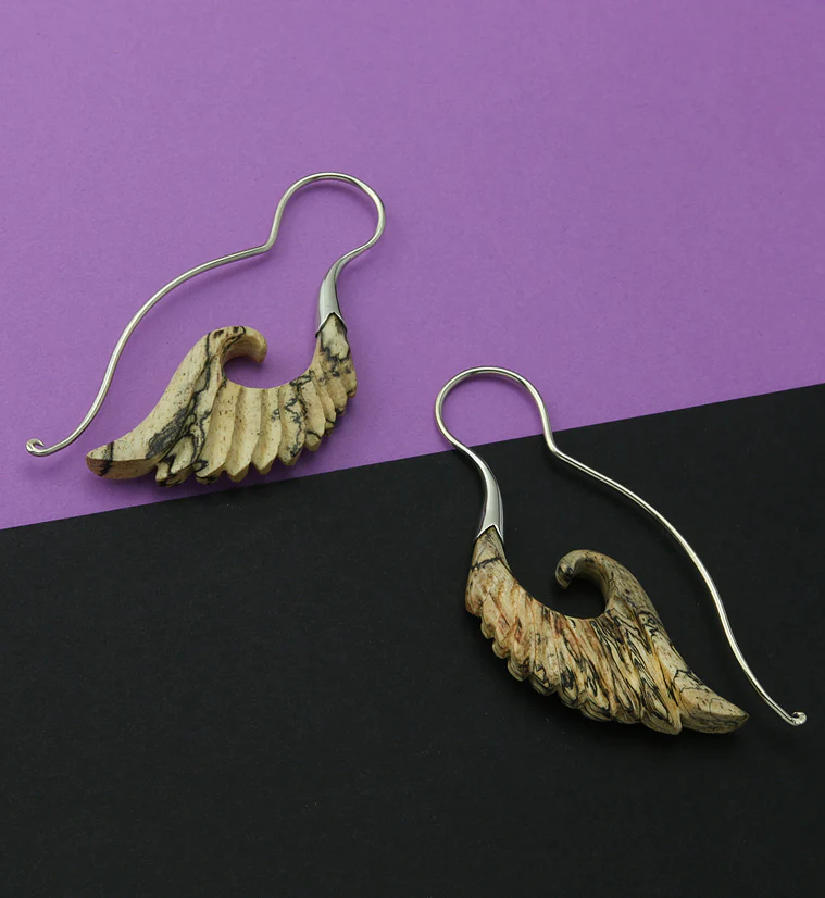 18G Cherub Wing White Brass Tamarind Wood Hangers / Earrings - Image 2