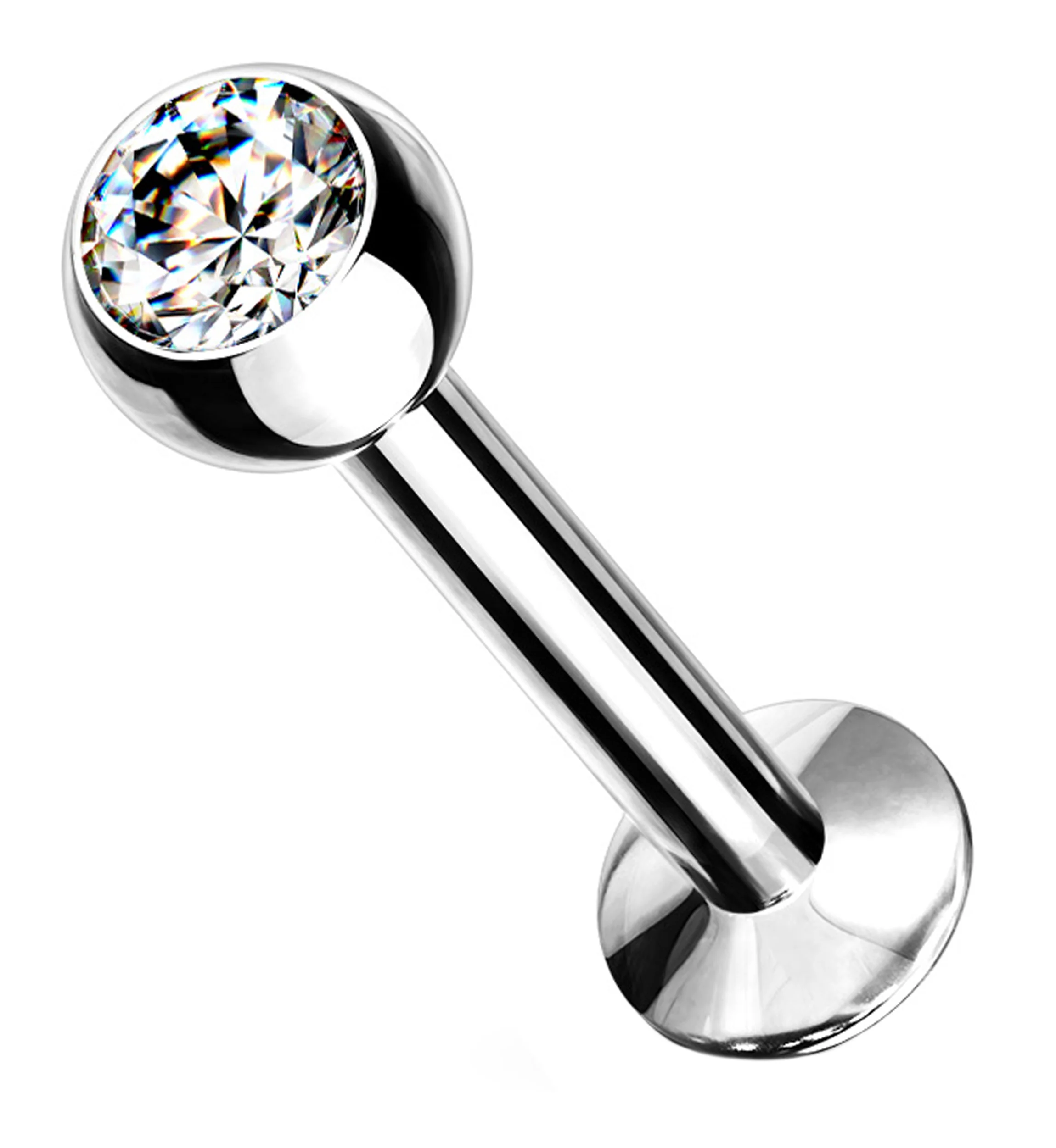 Clear CZ Gem Steel Flatback Labret