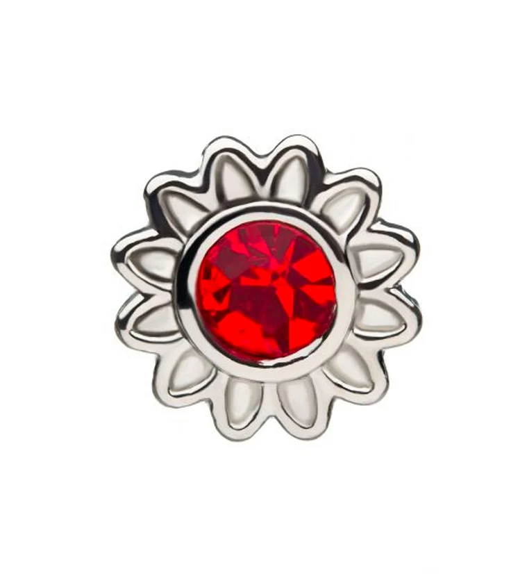 18G Daisy Ruby Red Cartilage Barbell - Image 2